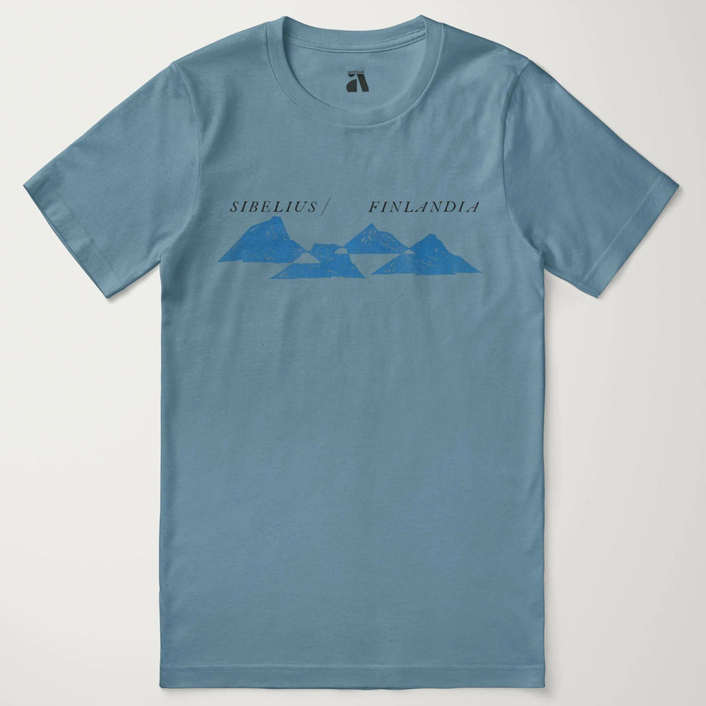 sibelius: finlandia classic tee in steel blue, laid flat