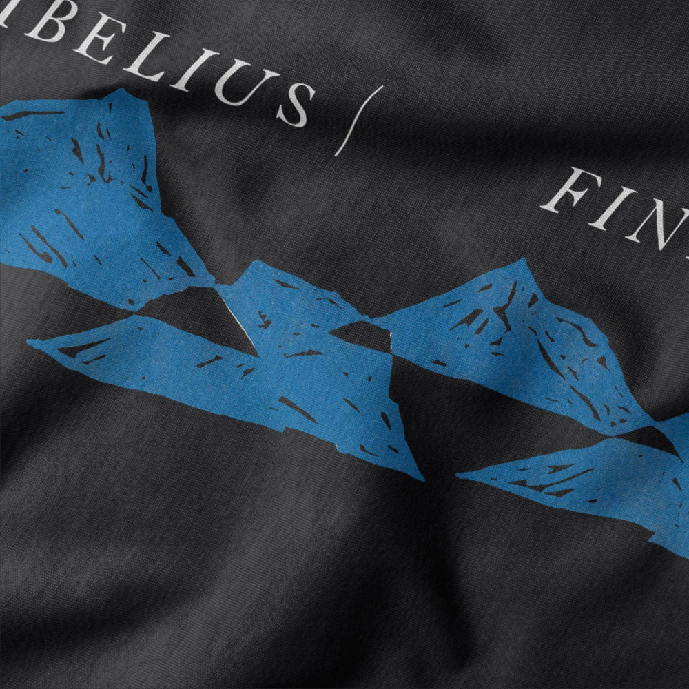 sibelius: finlandia classic tee in vintage black, close-up of the print