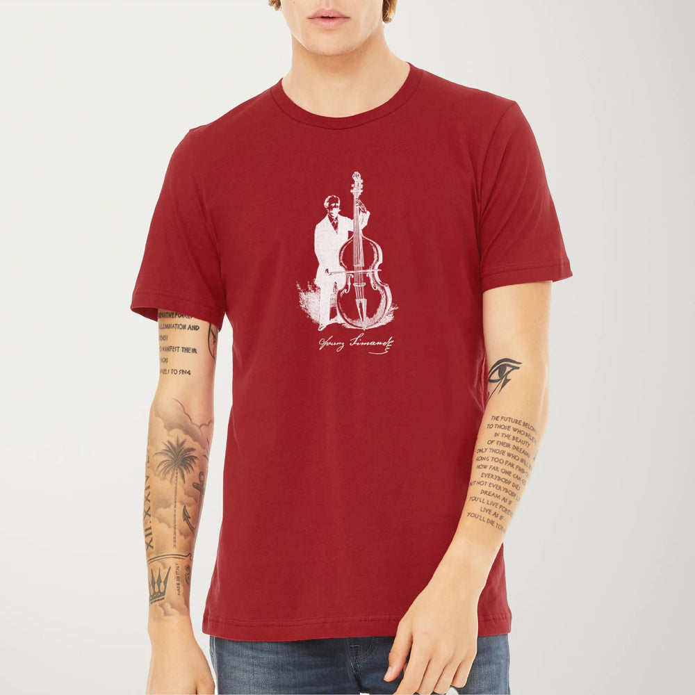 f. simandl: new method bass classic tee in canvas red, worn