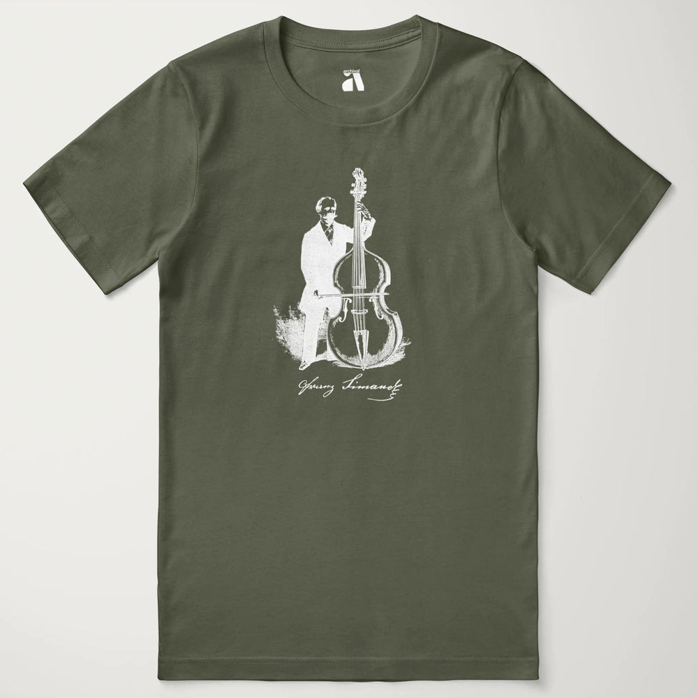 f. simandl: new method bass classic tee in military green, laid flat