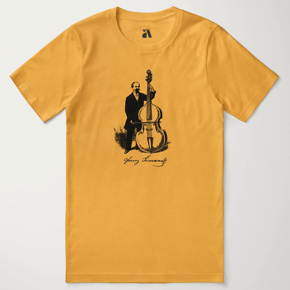f. simandl: new method bass classic tee in mustard, laid flat