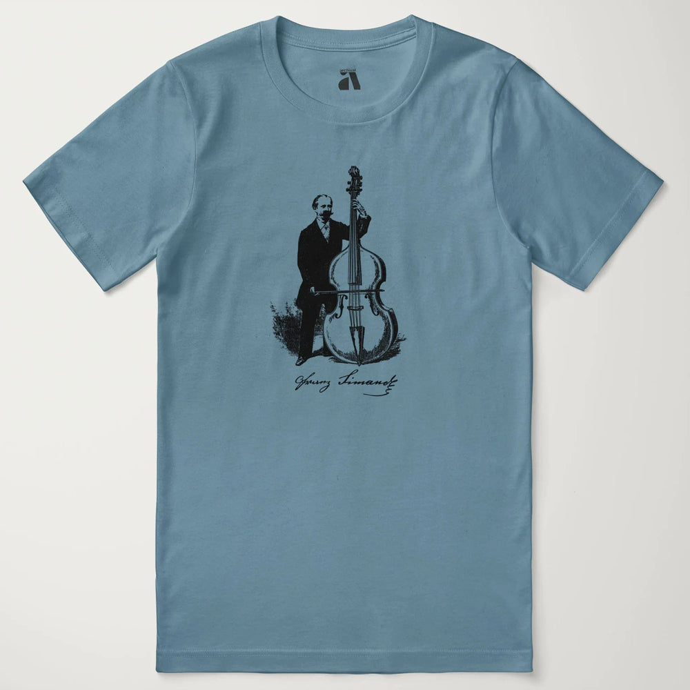 f. simandl: new method bass classic tee in steel blue, laid flat
