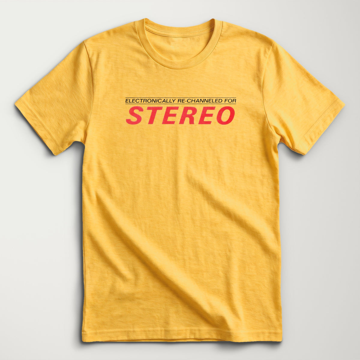 Stereo: Re-channeled Classic Tee in Heather Yellow Gold, flat lay