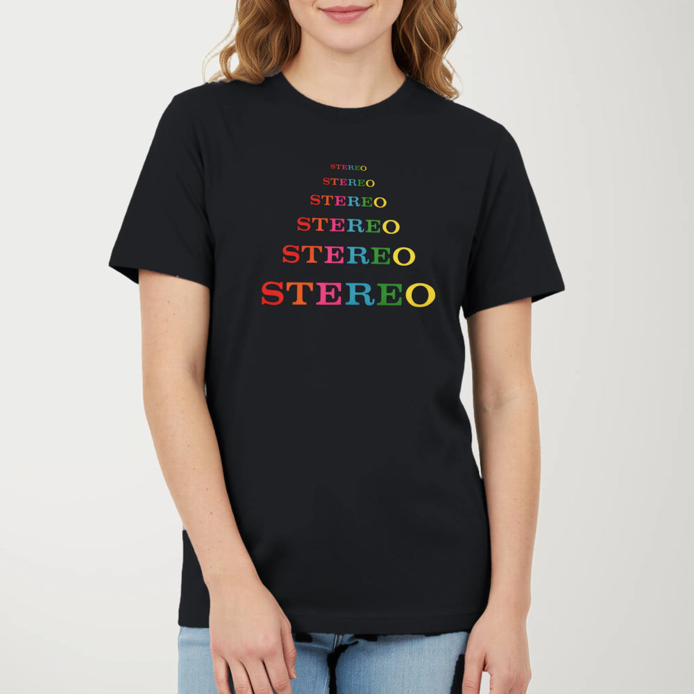 Stereo: Retro Echoes Classic Tee in Vintage Black, model