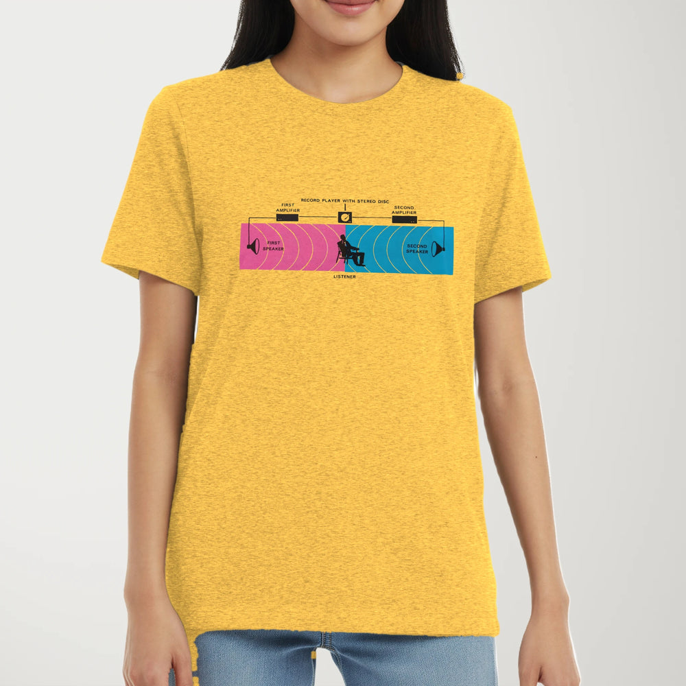 Stereo: Sweet Spot Classic Tee in Heather Yellow Gold, model