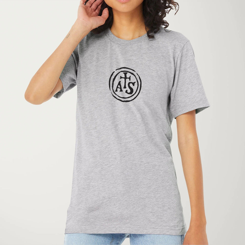 stradivarius: inscription classic tee in athletic heather, worn