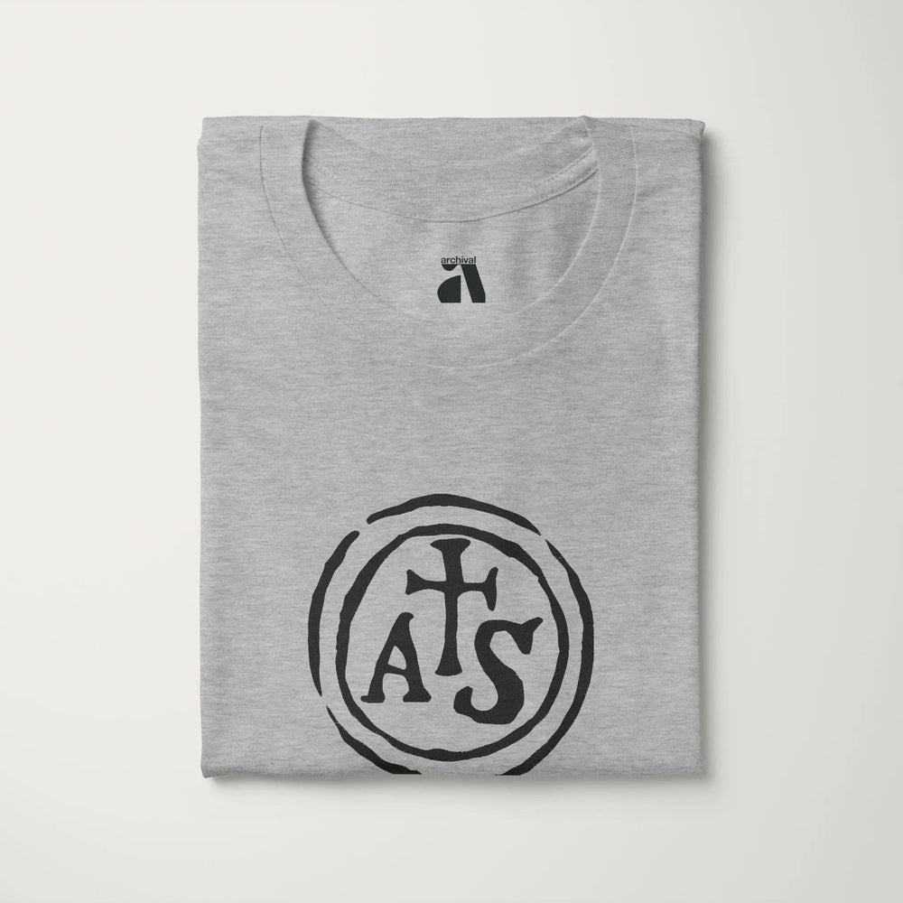 stradivarius: inscription classic tee in athletic heather, folded