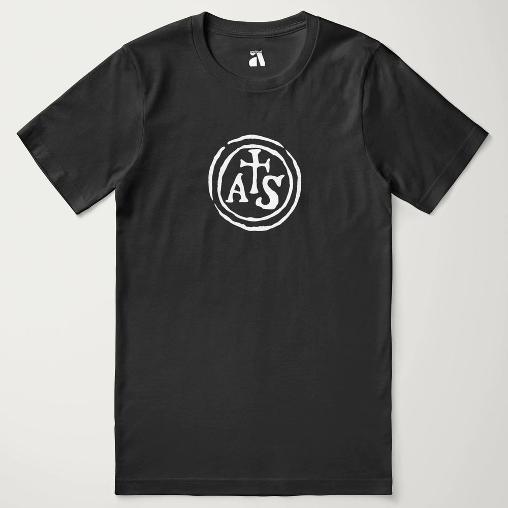 stradivarius: inscription classic tee in vintage black, laid flat