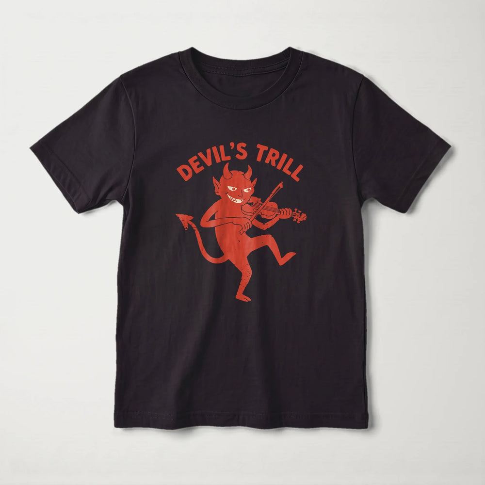 tartini: devil's trill kids classic tee in black, laid flat