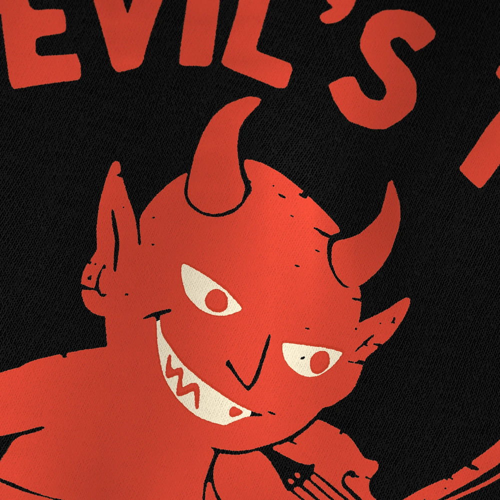 tartini: devil's trill kids classic tee in black, close-up of the print