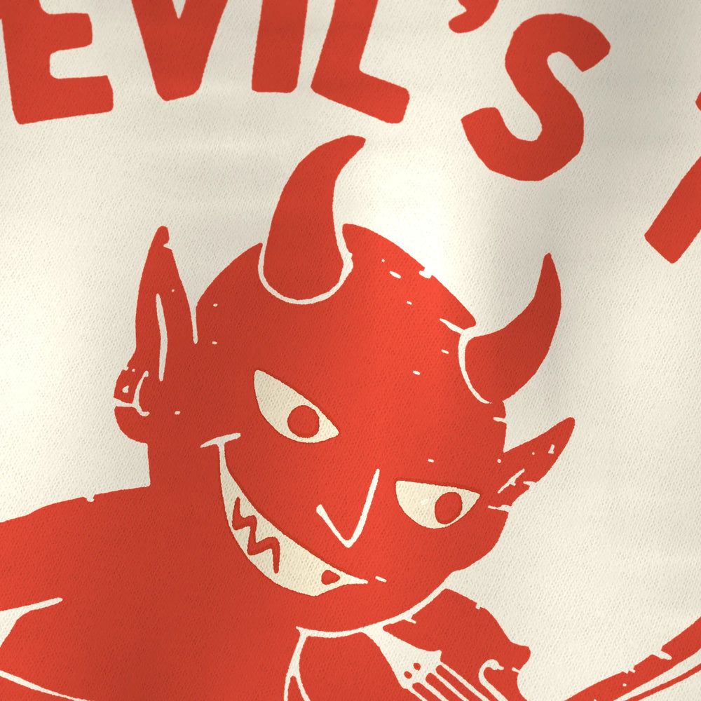 tartini: devil's trill kids classic tee in natural, close-up of the print
