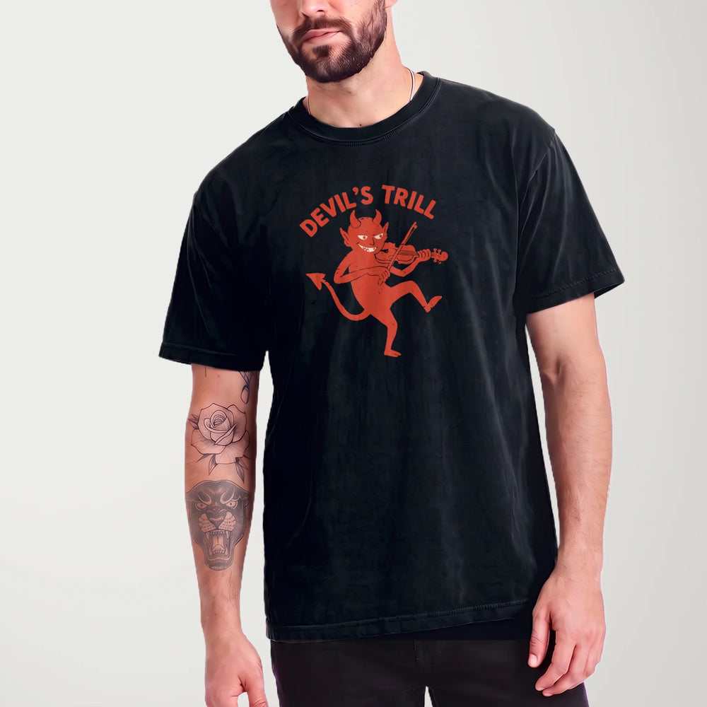 tartini: devil's trill vintage heavyweight tee in black, worn