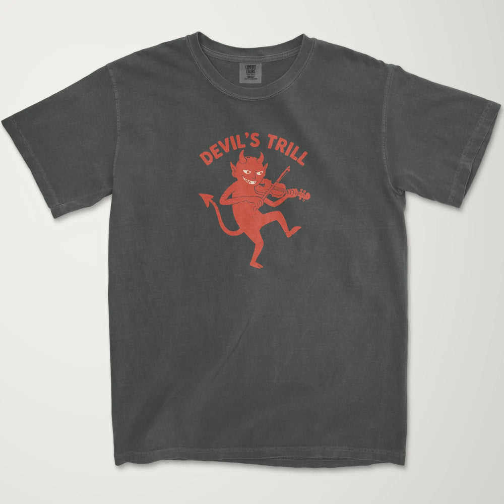 tartini: devil's trill vintage heavyweight tee in pepper, laid flat