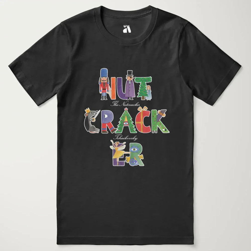tchaikovsky: the nutcracker classic tee in vintage black, laid flat