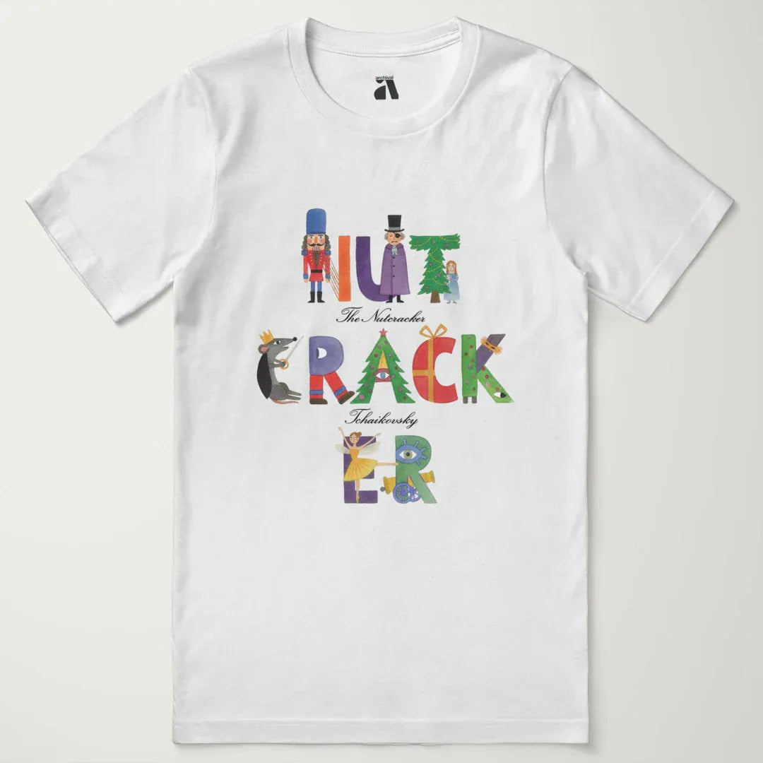 tchaikovsky: the nutcracker classic tee in vintage white, laid flat