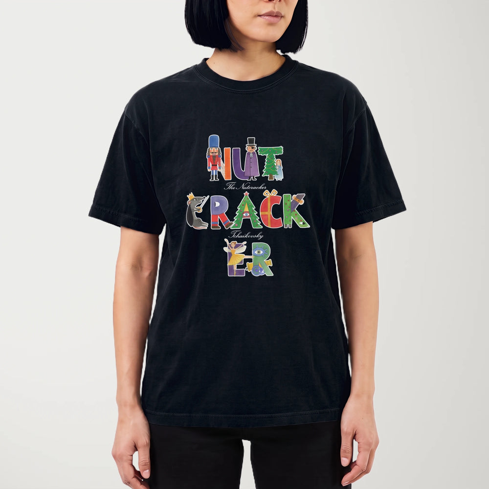 tchaikovsky: the nutcracker vintage heavyweight tee in black, worn