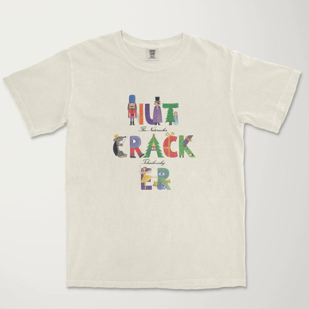 tchaikovsky: the nutcracker vintage heavyweight tee in ivory, laid flat