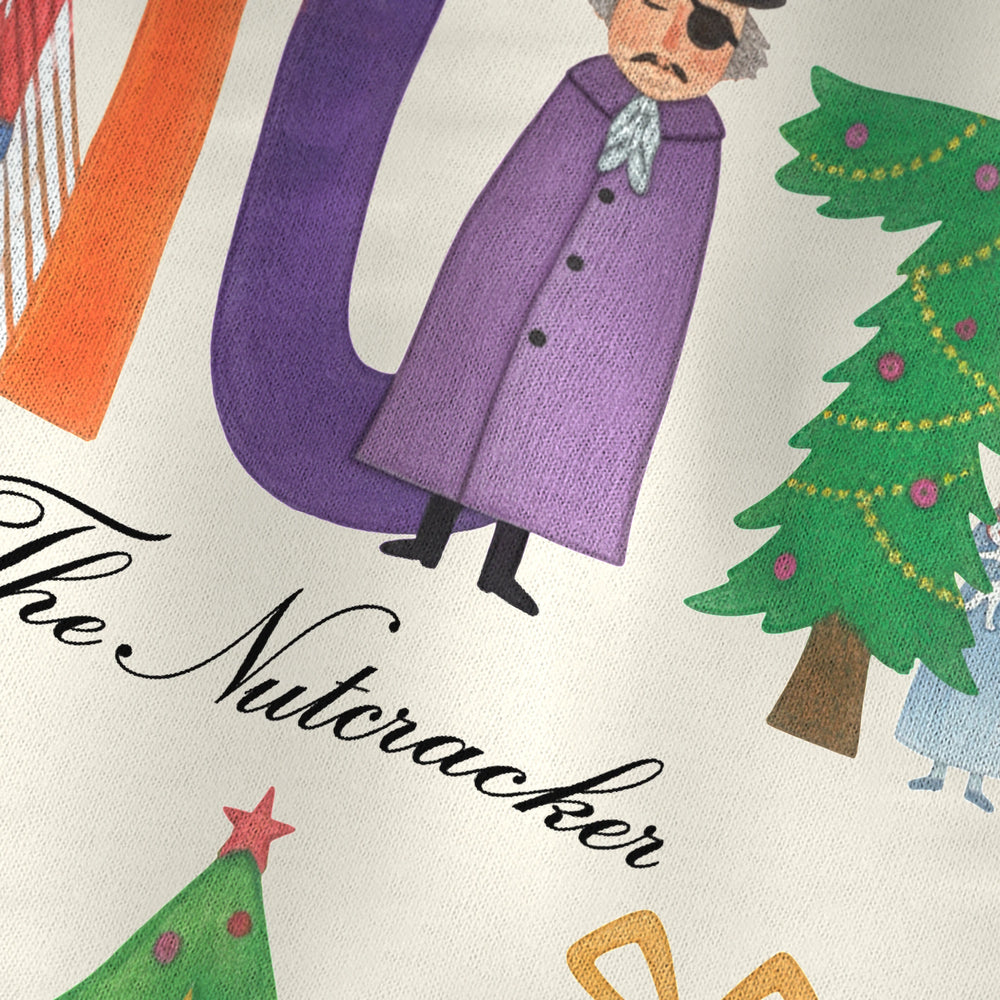 tchaikovsky: the nutcracker vintage heavyweight tee in ivory, close-up of the print
