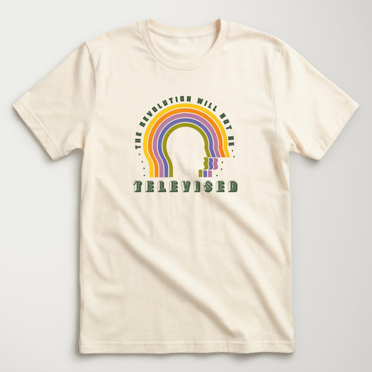 The Revolution Will Not Be Televised Classic Tee in Natural, flat lay