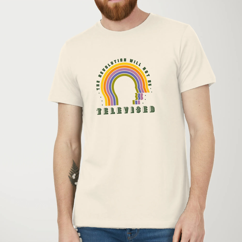 The Revolution Will Not Be Televised Classic Tee in Natural, model