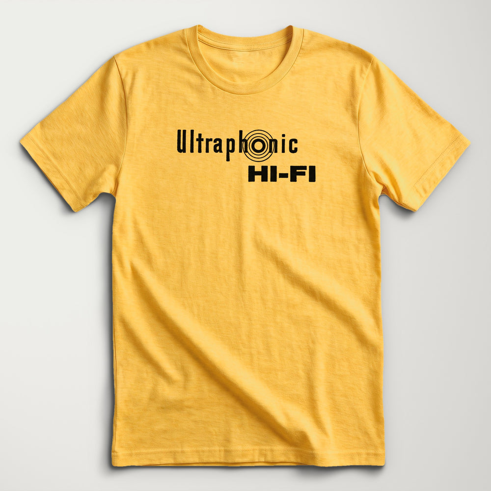 Ultraphonic Hi-Fi Classic Tee in Heather Yellow Gold, flat lay