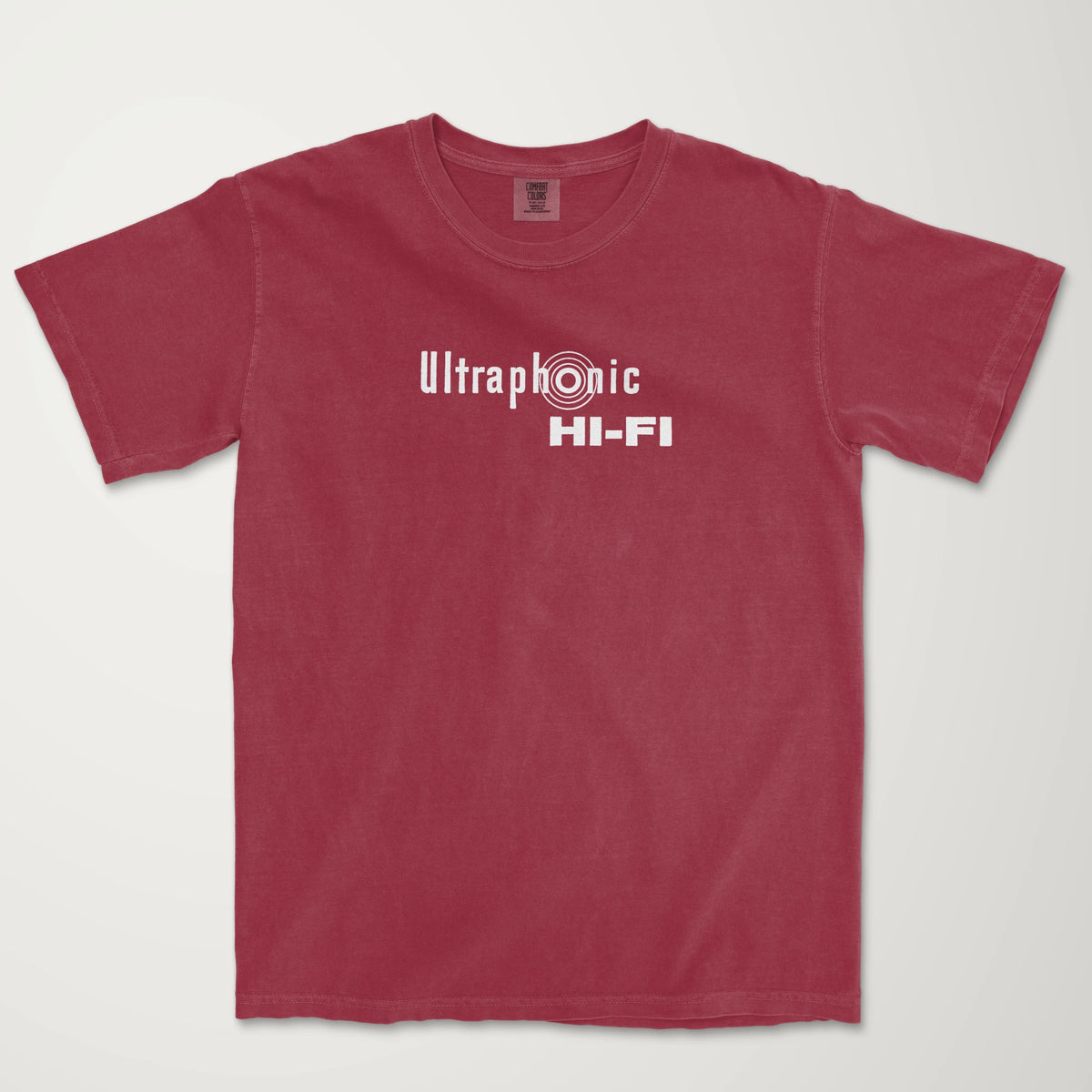 ultraphonic hi-fi vintage heavyweight tee in chili, laid flat