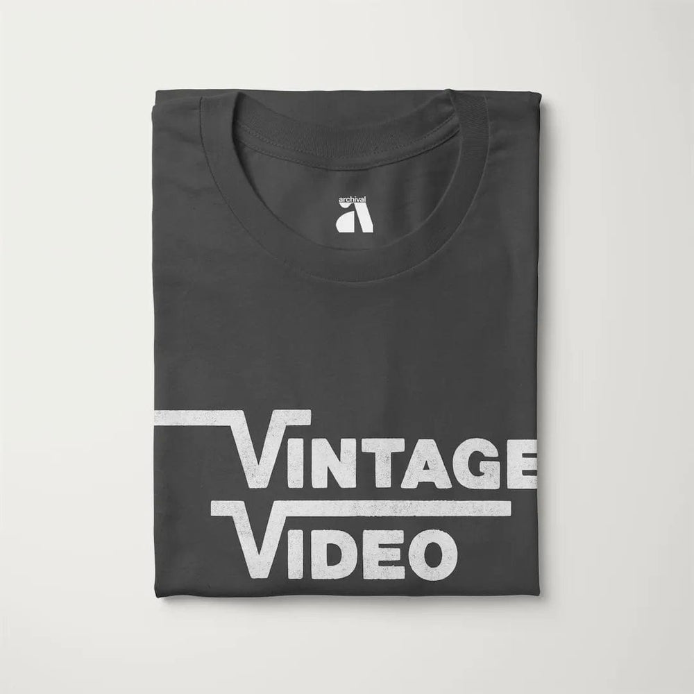 vintage video classic tee in asphalt, folded