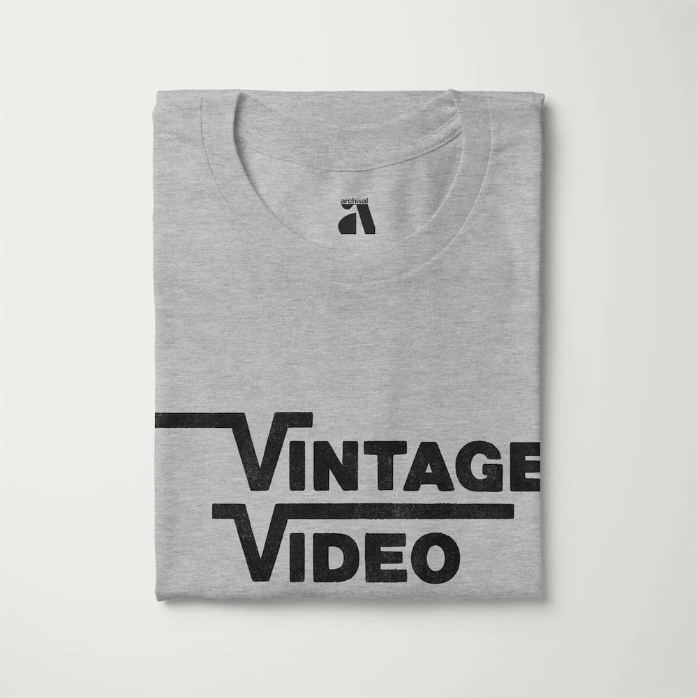 vintage video classic tee in athletic heather, folded