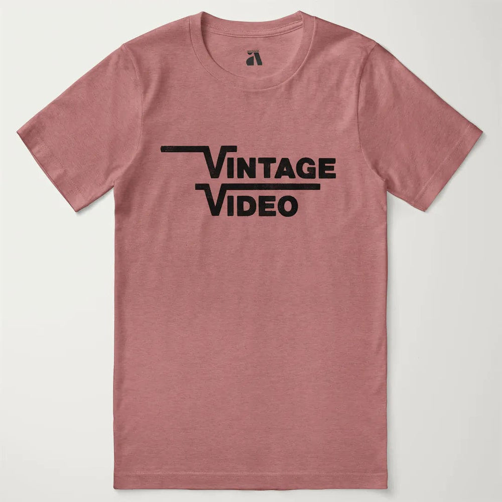 vintage video classic tee in heather mauve, laid flat