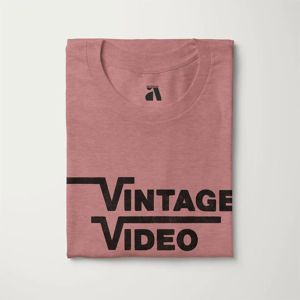 vintage video classic tee in heather mauve, folded