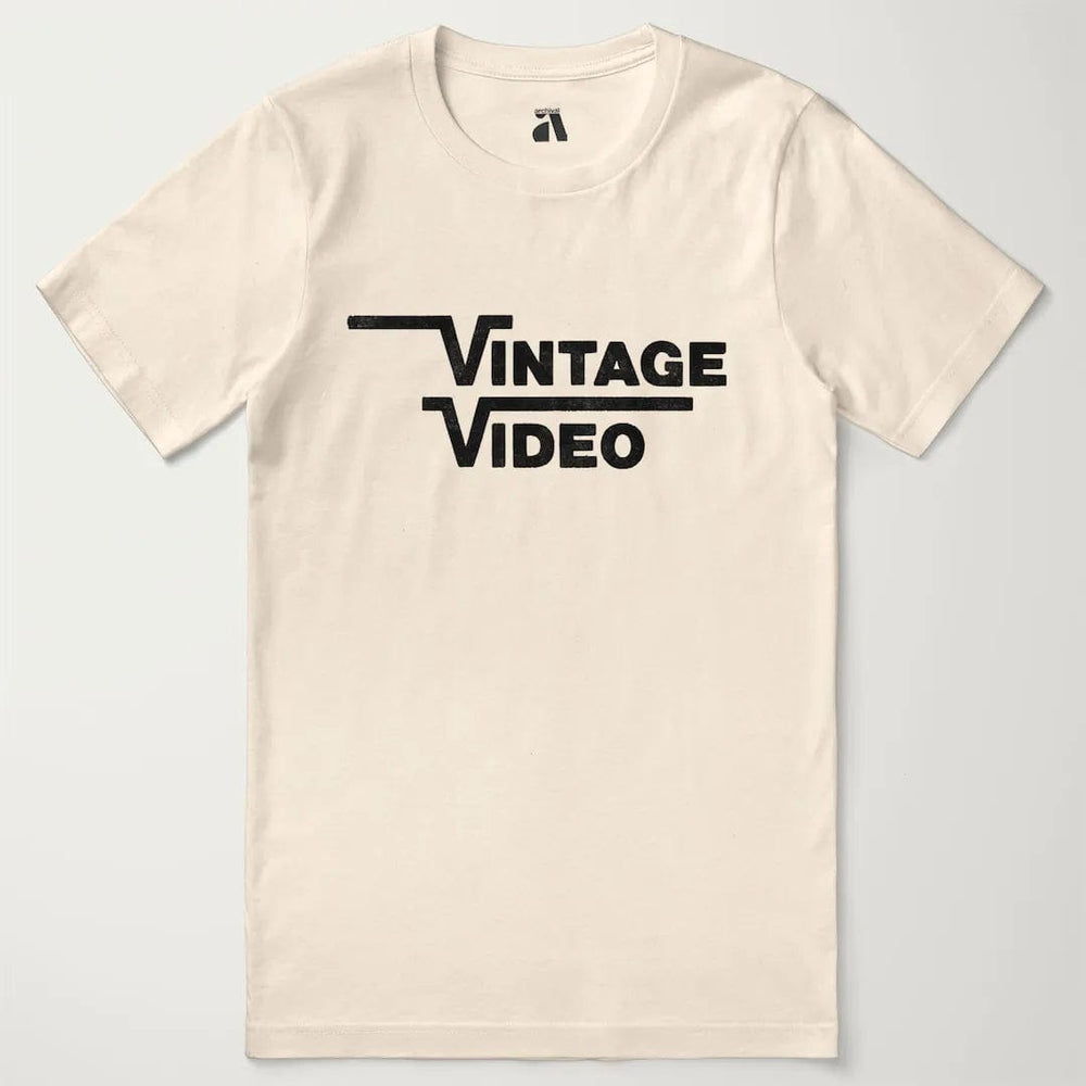 vintage video classic tee in natural, laid flat
