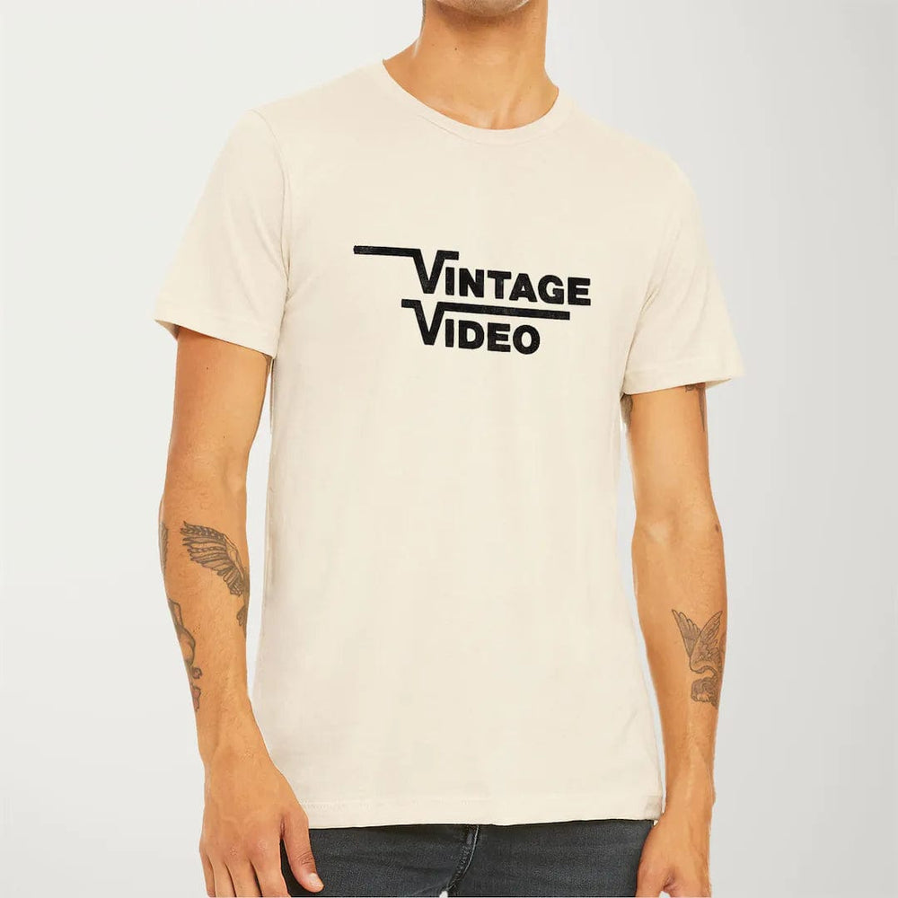 vintage video classic tee in natural, worn