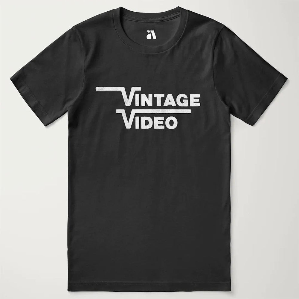 vintage video classic tee in vintage black, laid flat