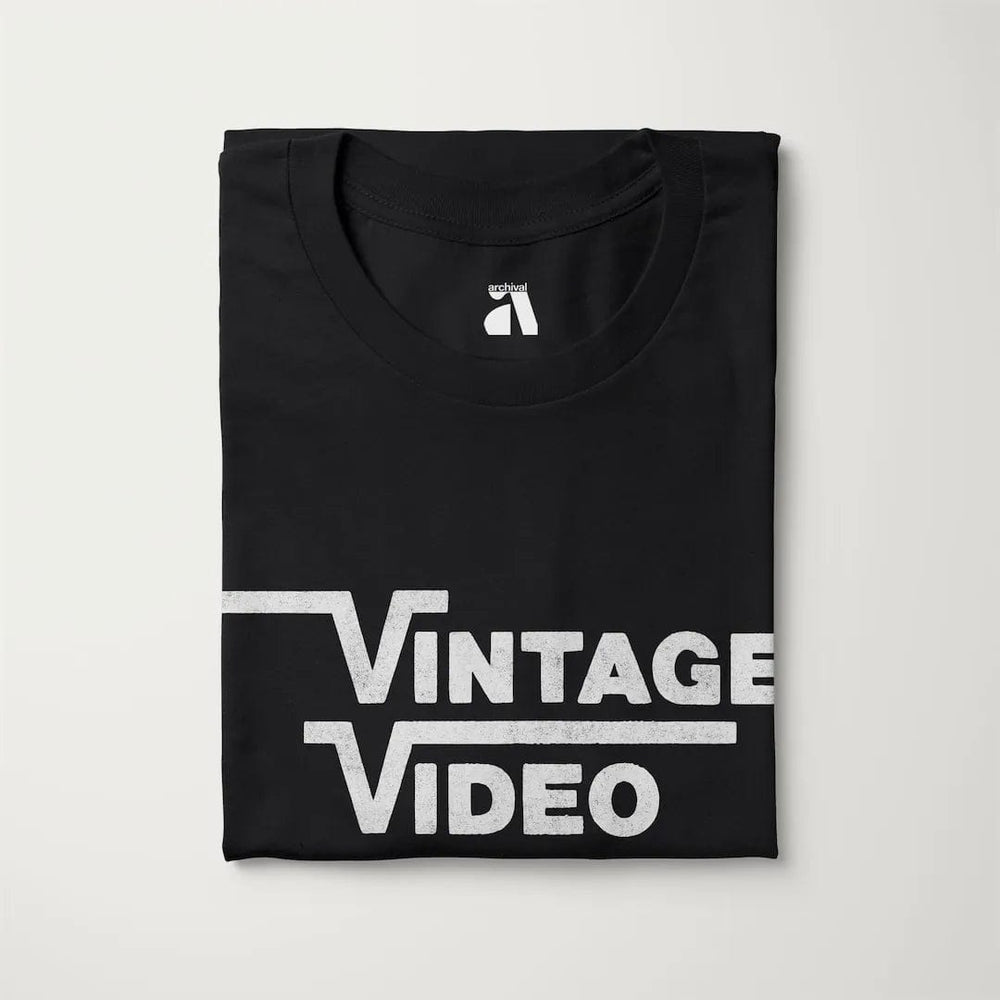 vintage video classic tee in vintage black, folded