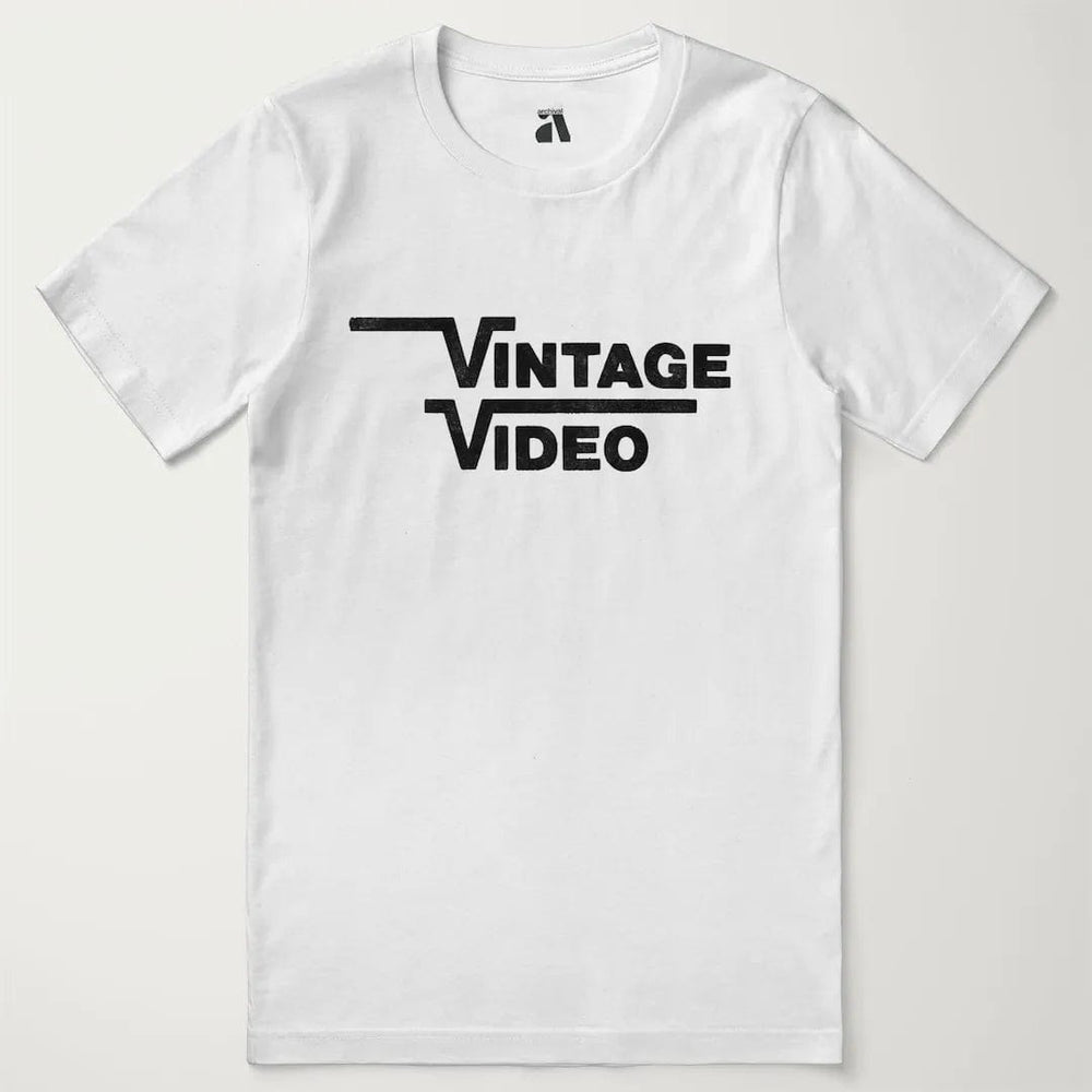 vintage video classic tee in vintage white, laid flat
