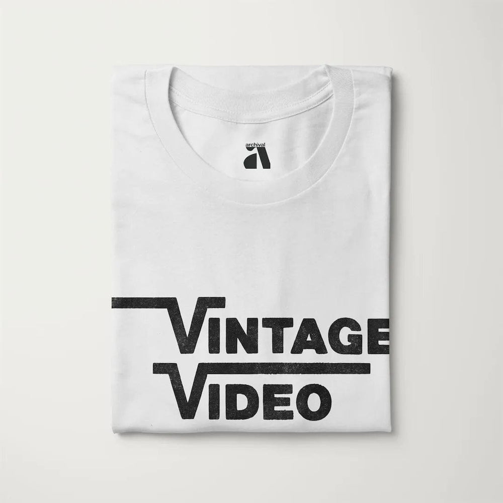 vintage video classic tee in vintage white, folded