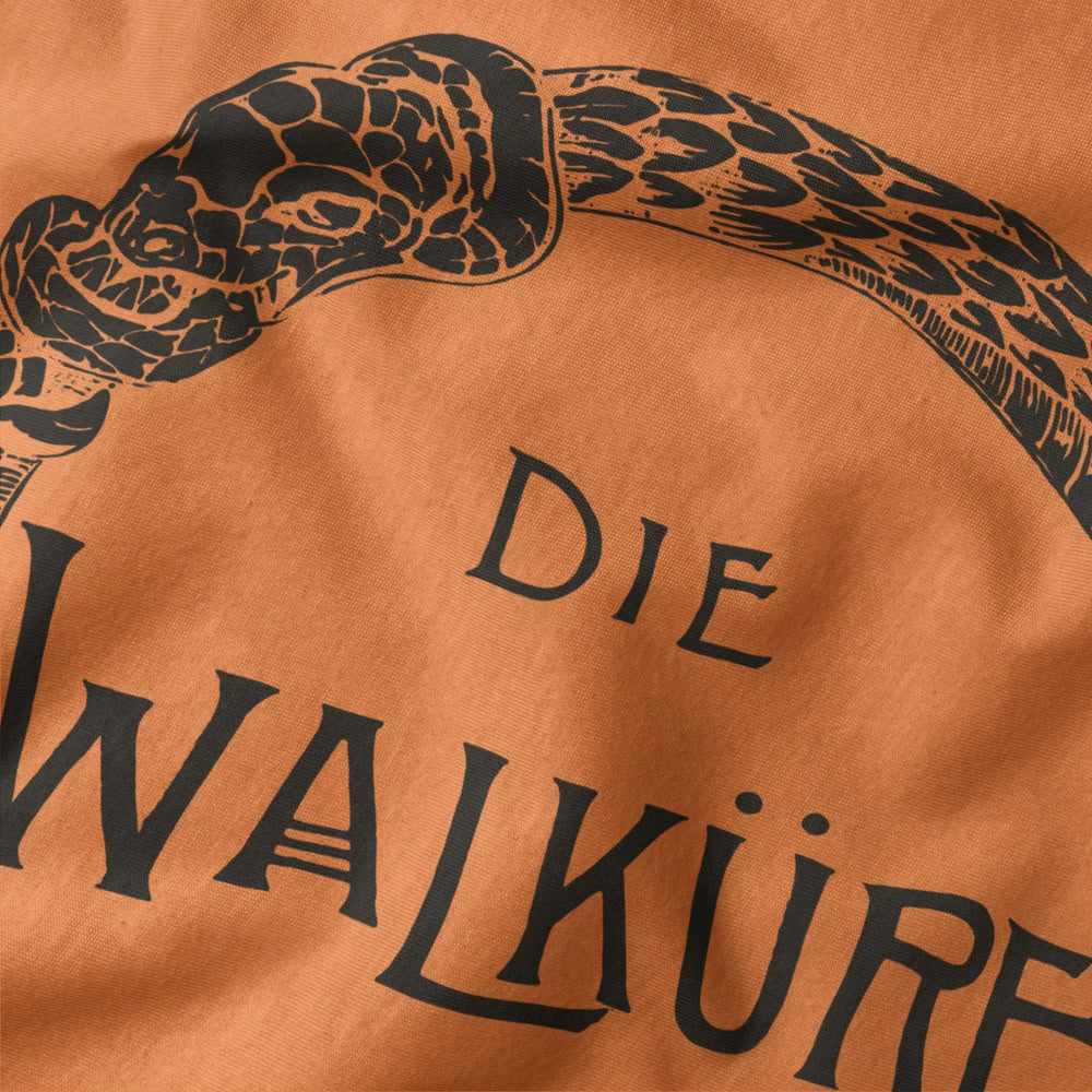 wagner: die walküre classic tee in burnt orange, close-up of the print