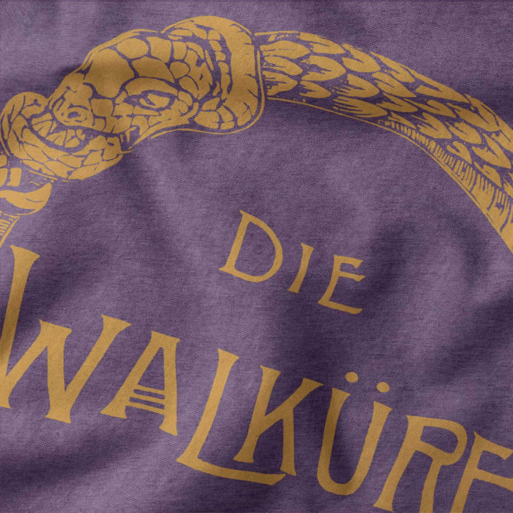wagner: die walküre classic tee in heather team purple, close-up of the print