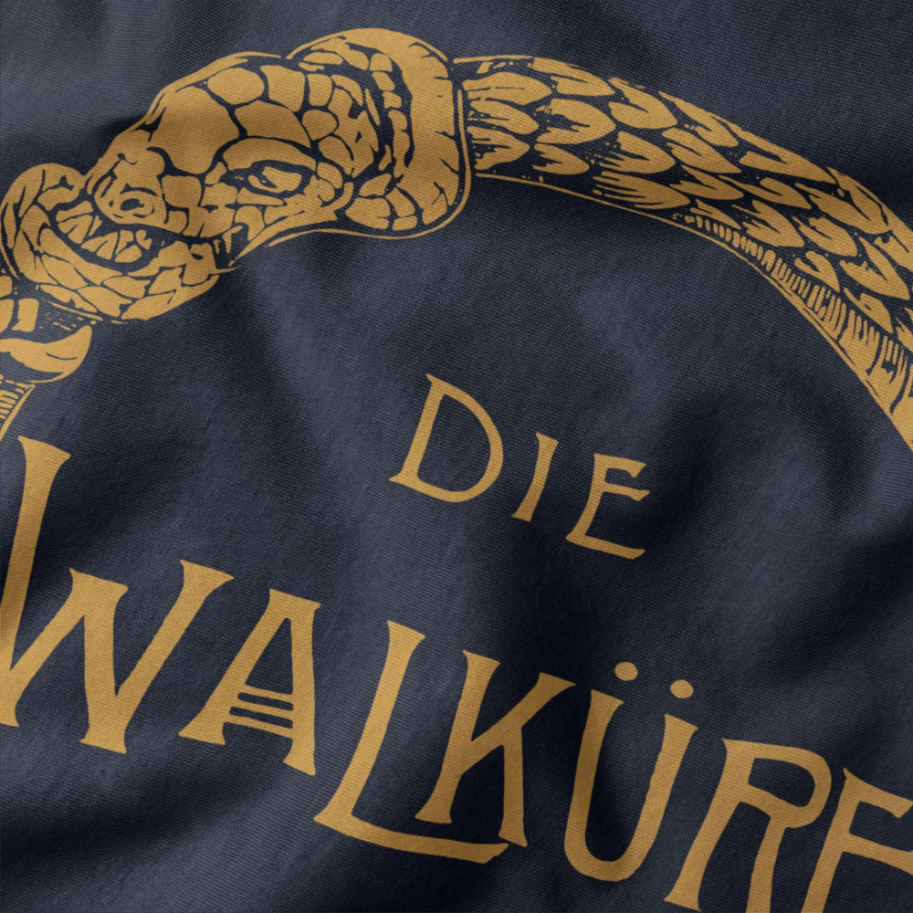 wagner: die walküre classic tee in navy, close-up of the print