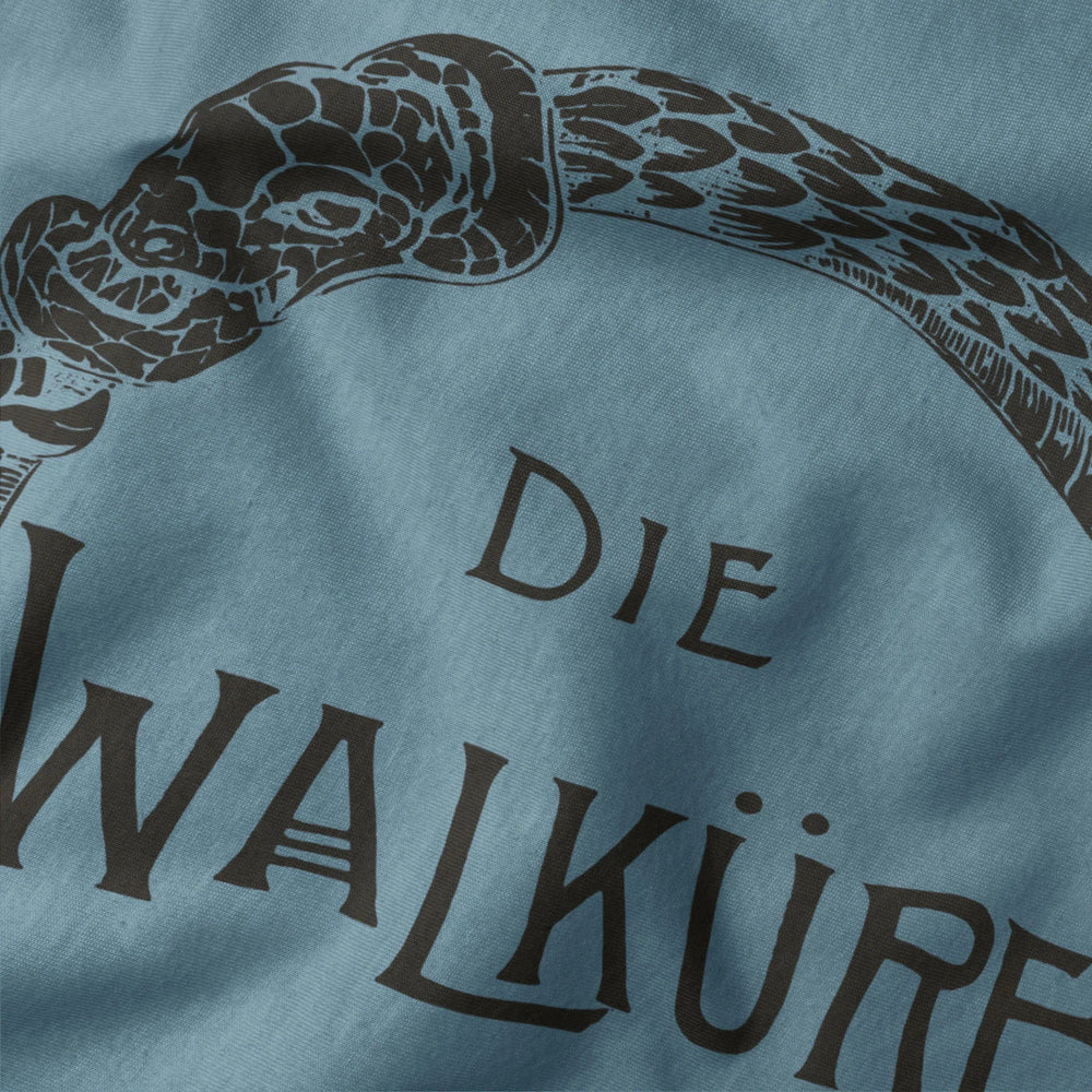 wagner: die walküre classic tee in steel blue, close-up of the print