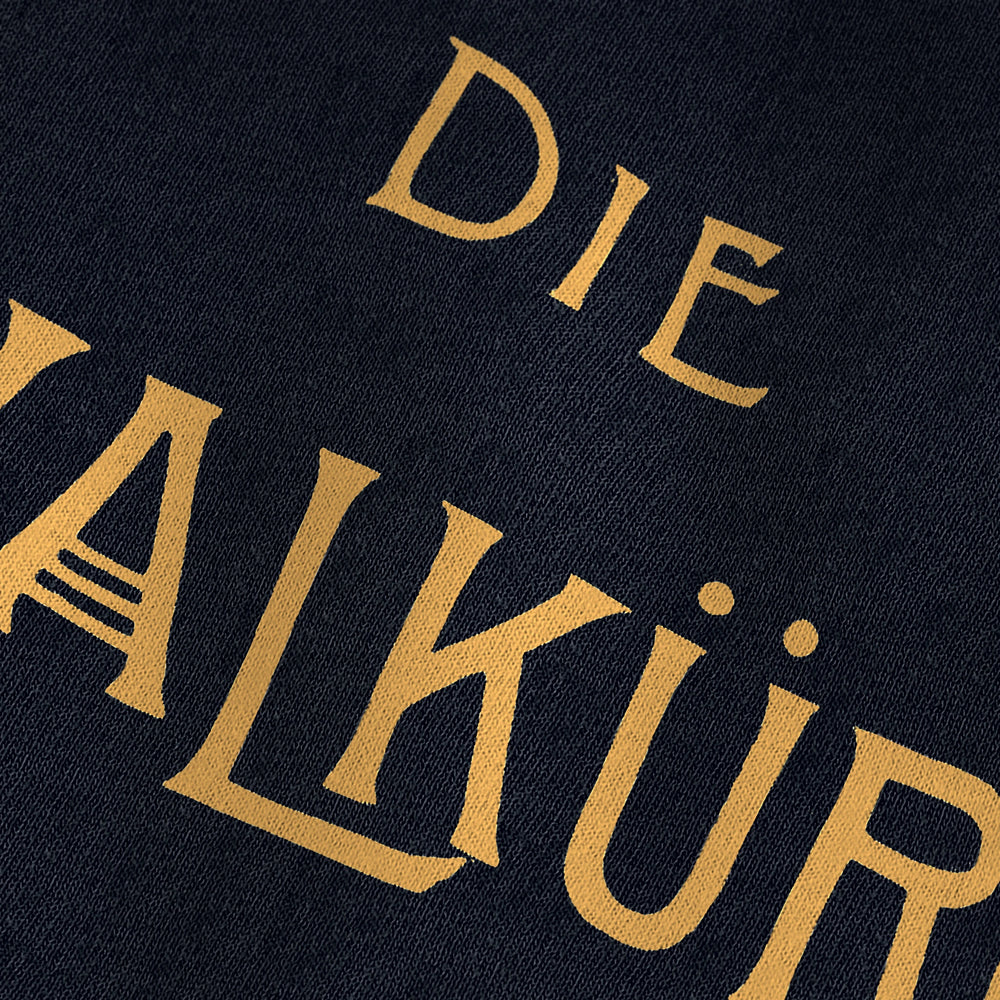wagner: die walküre vintage heavyweight tee in black, close-up of the print