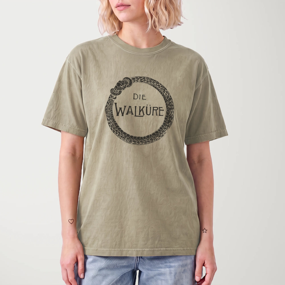 wagner: die walküre vintage heavyweight tee in khaki, worn