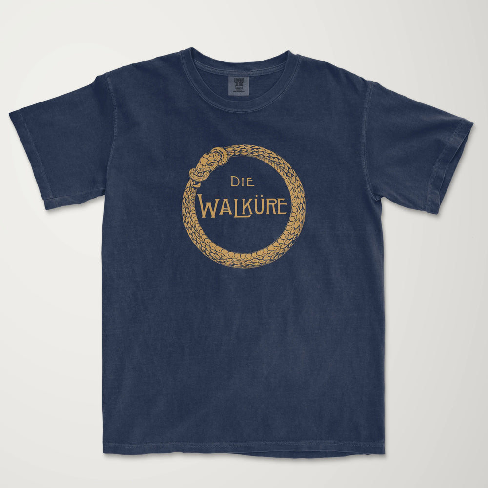 wagner: die walküre vintage heavyweight tee in true navy, laid flat